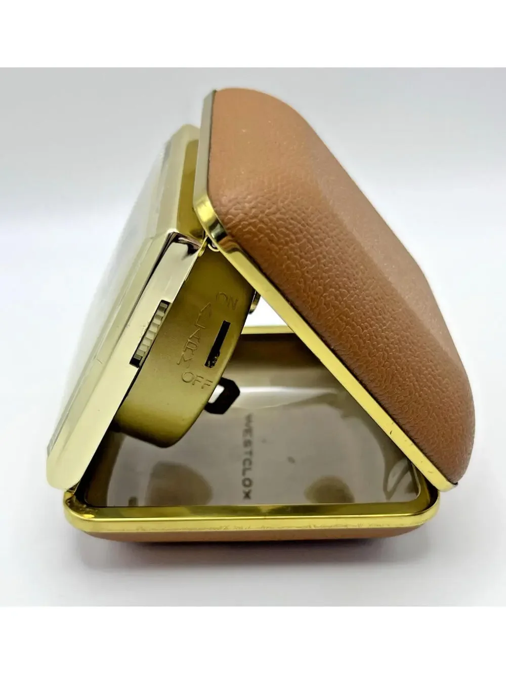 Westclox Vintage 1960s Folding Travel Alarm Clock Dual time Works 2903.3